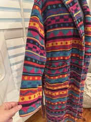 VTG TJ Lawford Bathrobe Southwestern Aztec Tribal Belted Pockets M Terry Cloth
