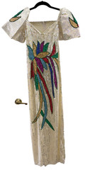 Vintage Design Multi-Colored Beaded Sequin Gown Dress Size 1 or 2 NEW Extra Sm