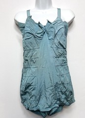 Vintage 40s 50s Catalina One Piece Swimsuit Boning Blue Pin Up Ruched