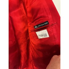Burberrys Vintage Red Wool Skirt Suit Double Breasted Blazer Pleated Skirt Sz 6