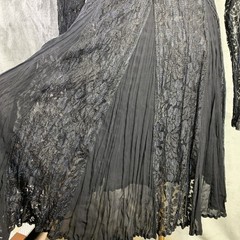 VTG Nostalgia Lace Dress Blk Crinkle Crochet Whimsigoth Fairy Witchy Flowy Sz M