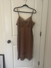 Vintage Van Raalte Suavette Full Slip Mocha Mushroom Brown Lace Size 40, 07206A