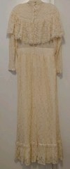 Gunne Sax Vintage 1970’s Cream Lace Wedding Dress Maxi Prarie Western Size 13