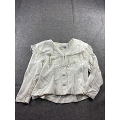 VTG Jessica Howard Crochet Lace Fringe Portrait Collar Jacket Women 14 Prep 80s