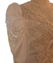 VTG 80s Victorian Demure Lace Pearls Long Sleeve Wedding Gown Size 22