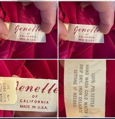 VTG Jenelle of California Fuchsia Hot Pink Floral Satin Long Nightgown Plus 1X