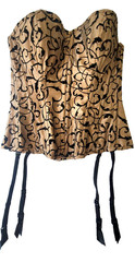 Be Wicked Brown/Black Lingerie Corset (Bra size 32) Cinch Tie back Front Hook