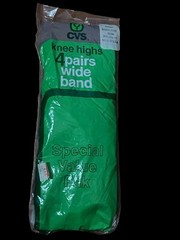 NEW 4 Pairs CVS Knee High Hose Pantyhose 8.5-11 Beige Wide Band USA Vintage
