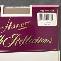VTG 1994 Hanes Silk Reflections Sheer Sandalfoot Pantyhose Soft Taupe Size A-B
