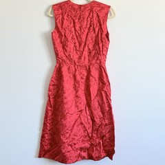 Vintage Dynasty Hong Kong Red Silk Jacquard Cocktail Dress 1960s Mid Century S/M