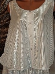 VTG SILKY BABY BLUE SHINY LIQUID PANTIES CAMI TANK TOP SHIRT PJS SET NIGHTIE 48″
