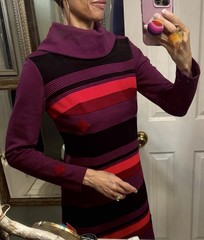 Vtg Ruth Norman Gay Gibson Oversized Collar Stripe Color Block Mod Dress 60s S M