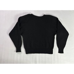 Donagain Vintage Sz L 80s Black Beaded Leather Applique Ramie Cotton Sweater