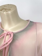 VTG 1970s Flapper Pink Hippie Fairy Sheer Fluted Kimono Sleeves Top Wrap Shrug