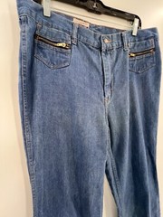 Vintage Royal Crown Blue Jeans Zipper Pockets Flare Wide Leg Size 38 (37Wx35L)