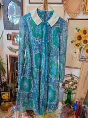 Vintage 1960s/ 70s Junior Touch Mod Groovy Pasley Cotton Mini Dress SM