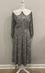 Vintage 80s Lanz Original Black Floral Cotton Dress Pockets Prairie Cottagecore
