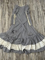 VTG 70s Gunne Sax Gingham Maxi Prairie Dress Juliet Sleeves Cottagecore