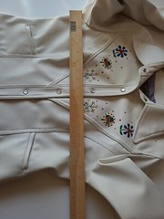 Vintage 70s Western Jacket S Faux Leather Vinyl Embroidered Pearl Snap Lined