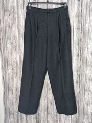 Women’s Vintage Dark Gray Pleated Front 100% Wool Pants Size 12~ 31in waist