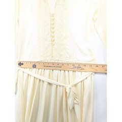 Vintage Montgomery Ward Cream Lace Pintuck Midi Dress Long Sleeve Ivory 10T