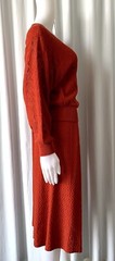 Vintage 70s SAVION by Ignacy Feuer Knit Skirt Set S/M Orange
