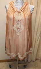 Vntg60s Sheer Nylon&Lace Jenelle of California Peignoir Nightgown*Dusty Rose*Med