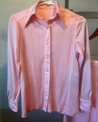 Vintage New Manning Silver Design Pink Pantsuit Size 12, see measurements