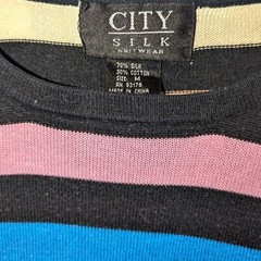 Vintage City Silk Striped Multicolor Silk Knit Blouse Retro 90s Style – Size M