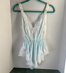 Vintage Tosca California Lace Romper Teddy Light Blue Snap Crotch Women’s Small