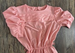 Vtg Doo-Dads Secretary Dress 7/8 Peach Semi-Sheer Elastic Waist w/Belt Cottage