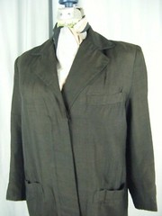 HATTIE CARNEGIE BLUE NOOM Vtg 50s Black Silk Blend Coat & Scarf-Bust 41/M