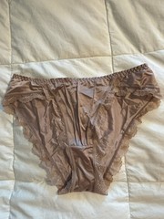 VTG Nude Satin Bikini Panties Size L