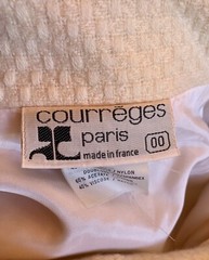 COURREGES PARIS Cream Boucle Wool Biker Zip Coat With Vinyl Trim