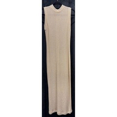 VTG Lee Jordan Gold Metallic Knit Maxi Dress MockNeck Bodycon Size 6 Union Made
