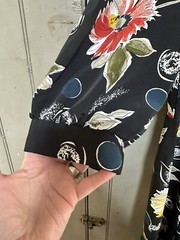 Vintage CALIFORNIA LOOKS 1970’s Dress, Black Floral, A-line Skirt, V-neck, Lg