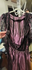 Vintage 80’s Loralie Original Purple & Black Taffeta Lace Punk Goth FL Dress 8