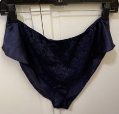 VINTAGE VICTORIA SECRET Hipster Boxer Pettipants Medium Navy Blue w/ Lace