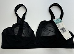VTG Fruit Of The Loom Bra 36B Black Sheer Mesh Underwire 90s Lingerie