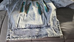 Vtg Copacabana Acid Wash Denim Jacket Hand Painted Fringe Western 90s Unisex L