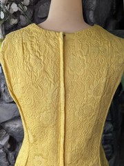 Vtg Krist San Francisco 60s Yellow Brocade Sheath Cocktail Dress Sprting Summer