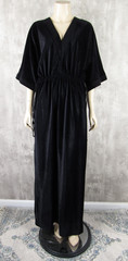 Vintage Georgie Keyloun Black Velour Lounging Caftan Maxi Hostess Cover Up Large