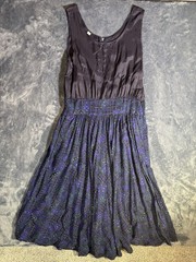Karin Stevens Vintage Paisley Geometric Top & Skirt Set Purple Blue Size 12