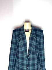 VINTAGE ALFRED DUNNER BLUE MULTI PLAID TWO BUTTON BLAZER MADE IN USA SZ 12