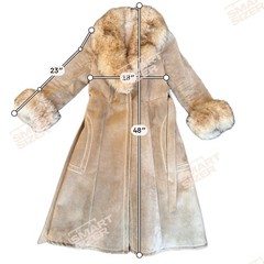 Vintage 1950s-1960s Tan Suede Leather Trench Coat Fur Collar Cuffs No Tags Sz S