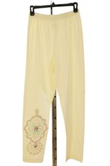 80s Vintage Ivory Puff Paint Jewel Cropped Dolman Sleeve & Pant Suit Set Women S