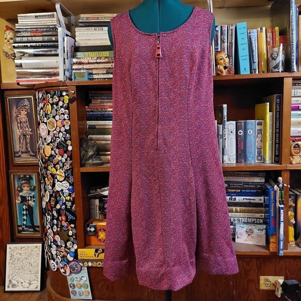 Vintage red, blue, and white zip house dress