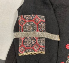 Appliqué Jacket Metallic Trim Medium Black Boho Artsy Y2K Boutique Mall