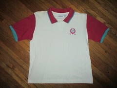 vtg 80s 90s LIZ CLAIRBORNE GOLF POLO SHIRT Women White Pastel Pink Preppie SMALL