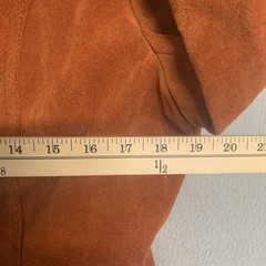 VTG 60s Suede Leather Jacket Coral Orange Tailored Slim Fit Notched Collar Boho